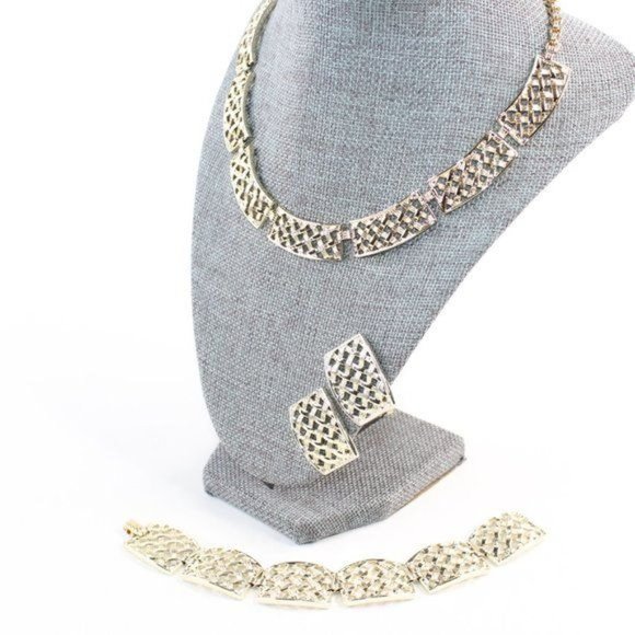 Vintage Sarah Conventry Gold Silver Basket Weave Link Double Rolo Chain - Picture 7 of 8